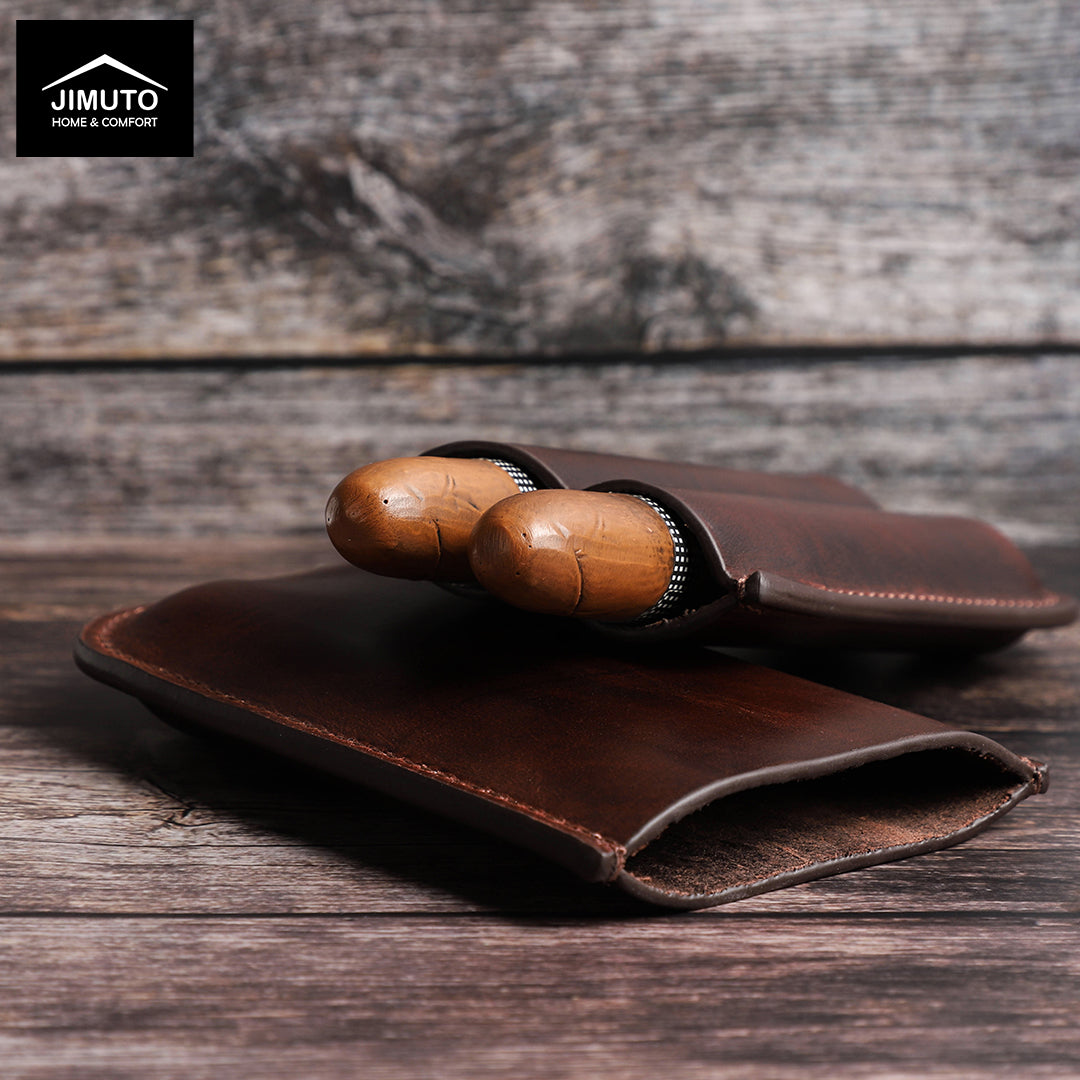 2-finger leather cigar case