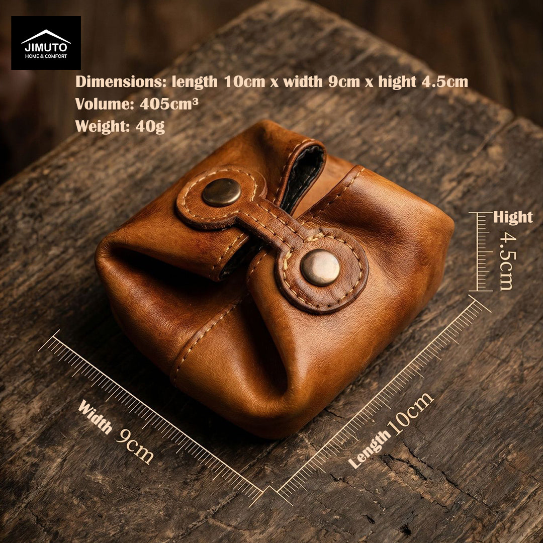 Vintage Top-Grain Leather Pleated Storage Pouch JIMUTO GCN