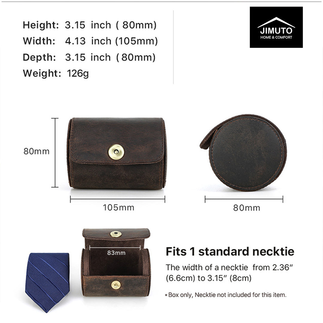 Leather Tie Storage Box — Holds 1 Tie |Unisex| JIMUTO JTC-BS