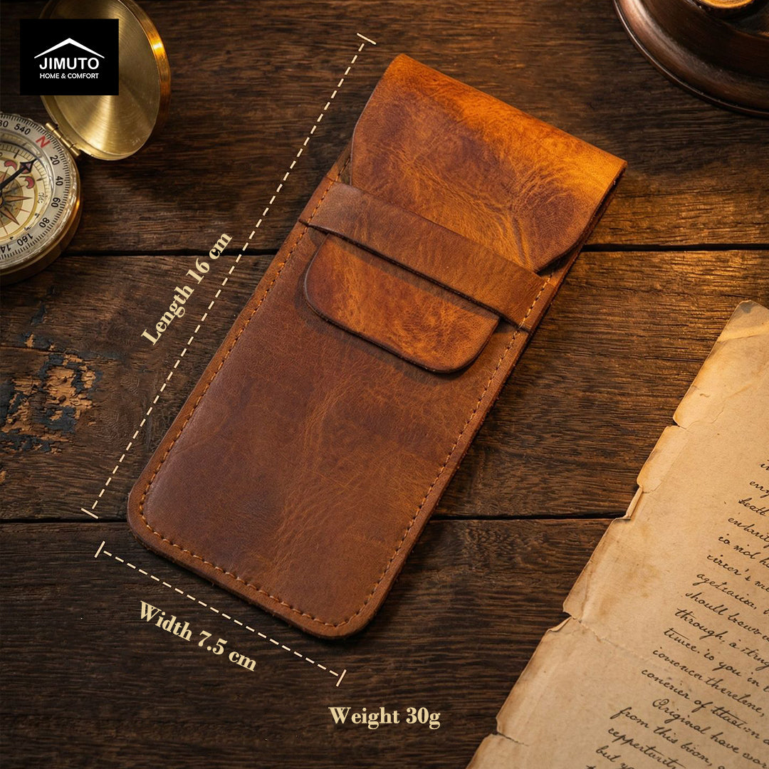 Handmade Top-Grain Cowhide Leather Pen Pouch | for Fountain Pens, Watches & Voice Recorders| Unisex| JIMUTO RLC