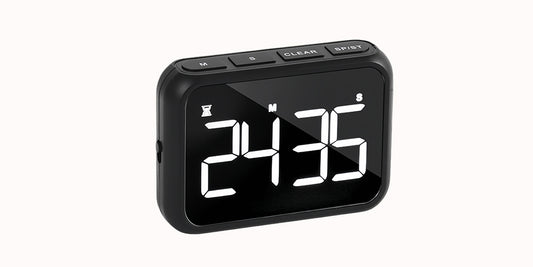 A black digital timer with big display screen