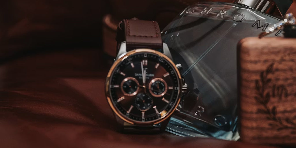 a luxury watch putting on a desk