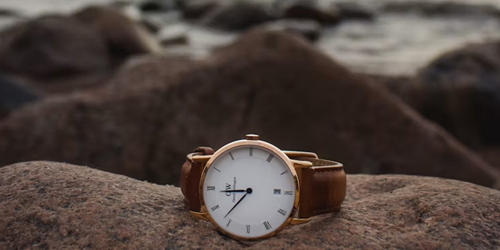 a watch on a rock