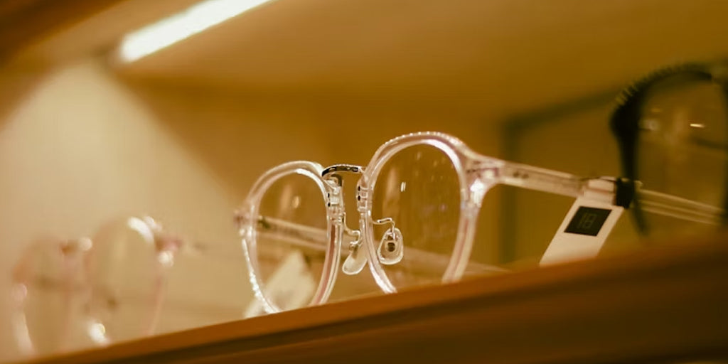 eyeglasses on the shelf to display