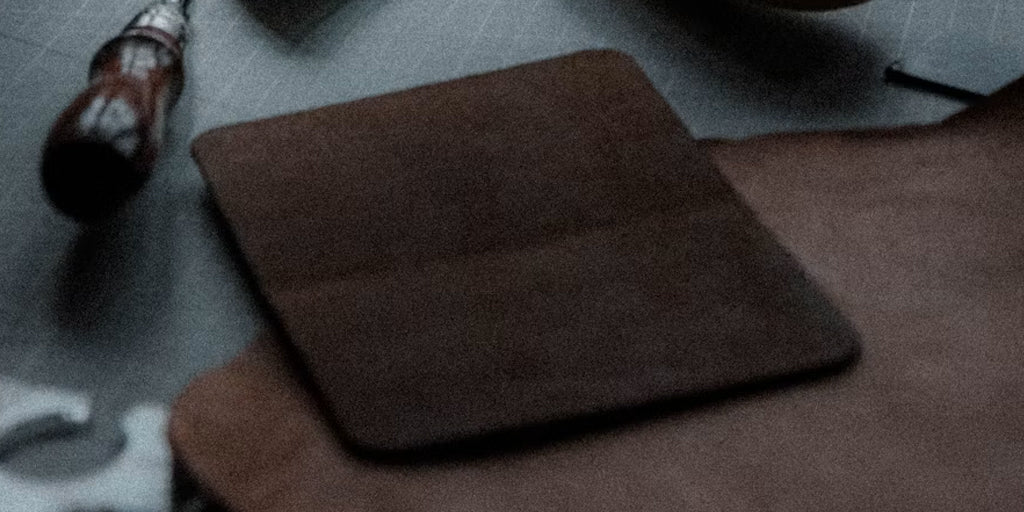 full-grain leather on a working desk