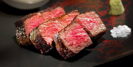 Grilled wagyu steaks for serving