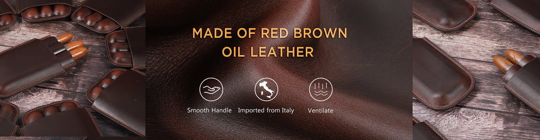 red brown oil leather cigar cases