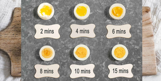 Different cooked eggs with different cooking time to emphasize the importance of the right cooking time