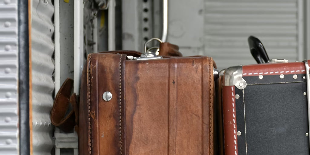 two leather suitcases