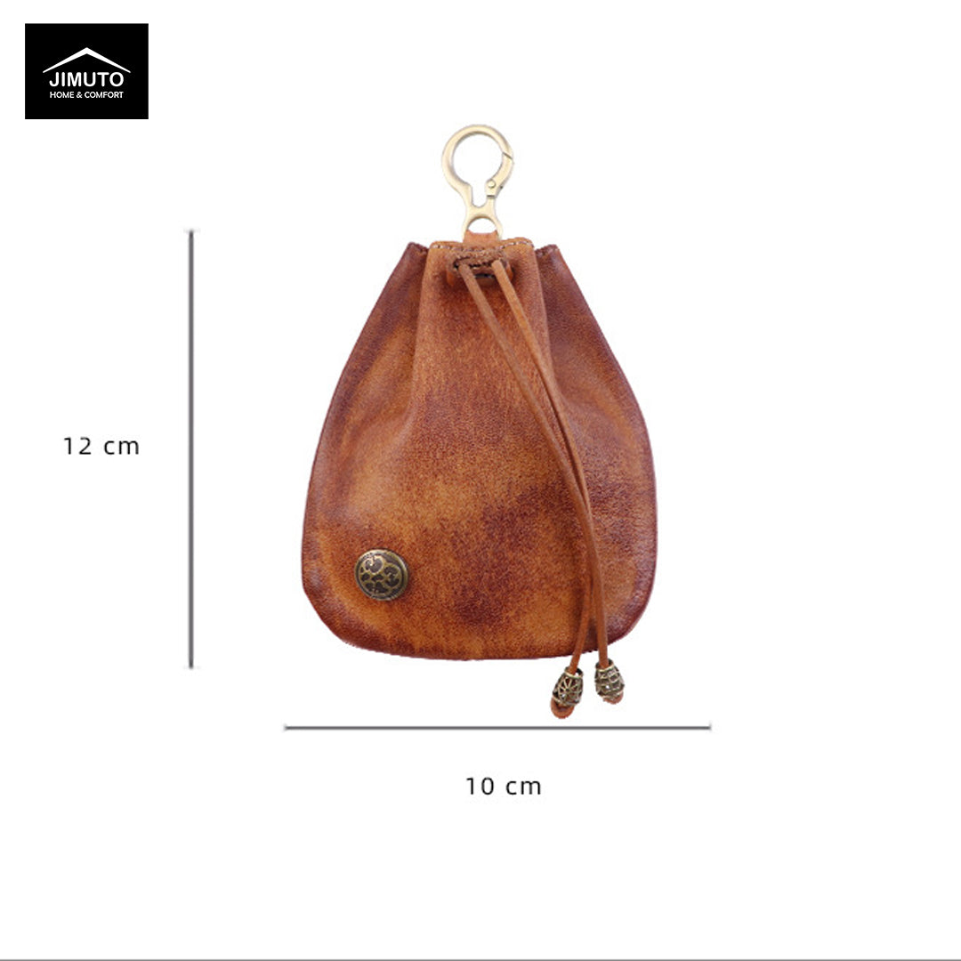 Handmade Leather Drawstring Bag | Leather Coin Purse | Drawstring