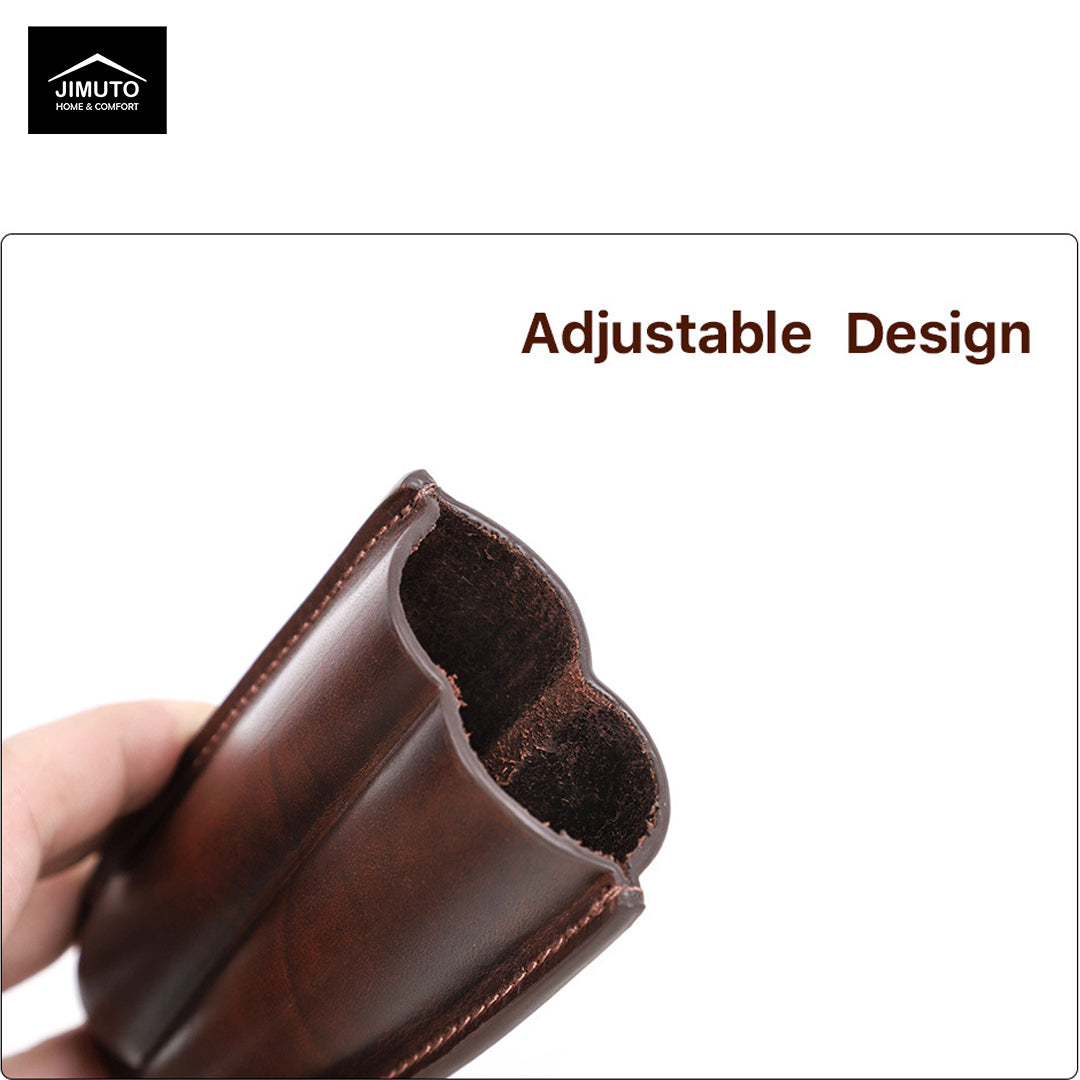 Brown adjustable design travel cigar case held by a hand with 'JIMUTO' branding.