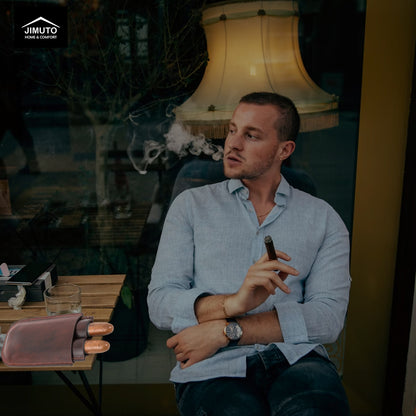 2-Slot Travel Leather Cigar Case |Unisex| JIMUTO TCC-TS