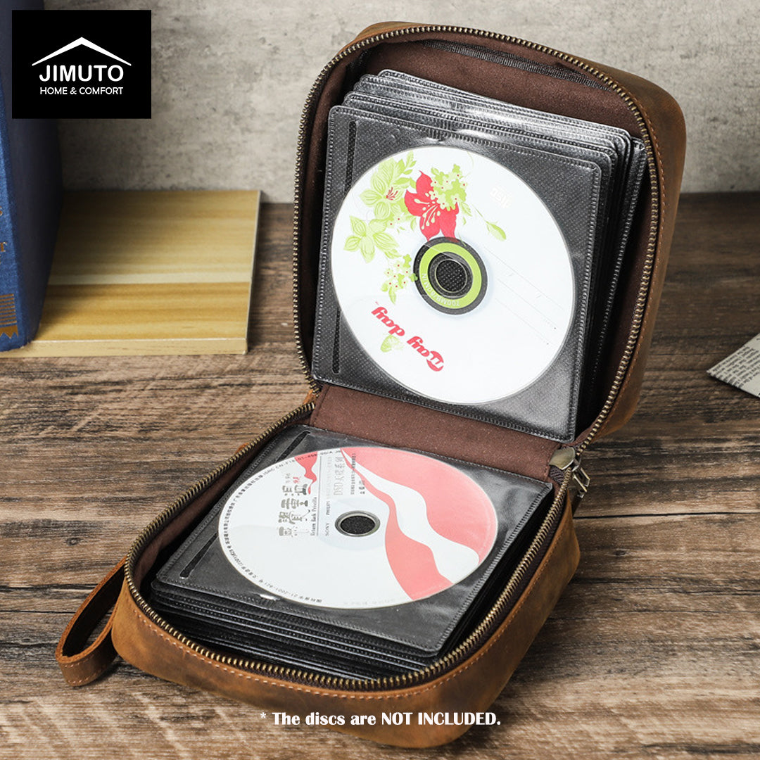 Leather CD/DVD Disc Storage Case JIMUTO CDC