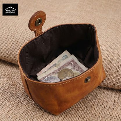 Vintage Top-Grain Leather Pleated Storage Pouch JIMUTO GCN