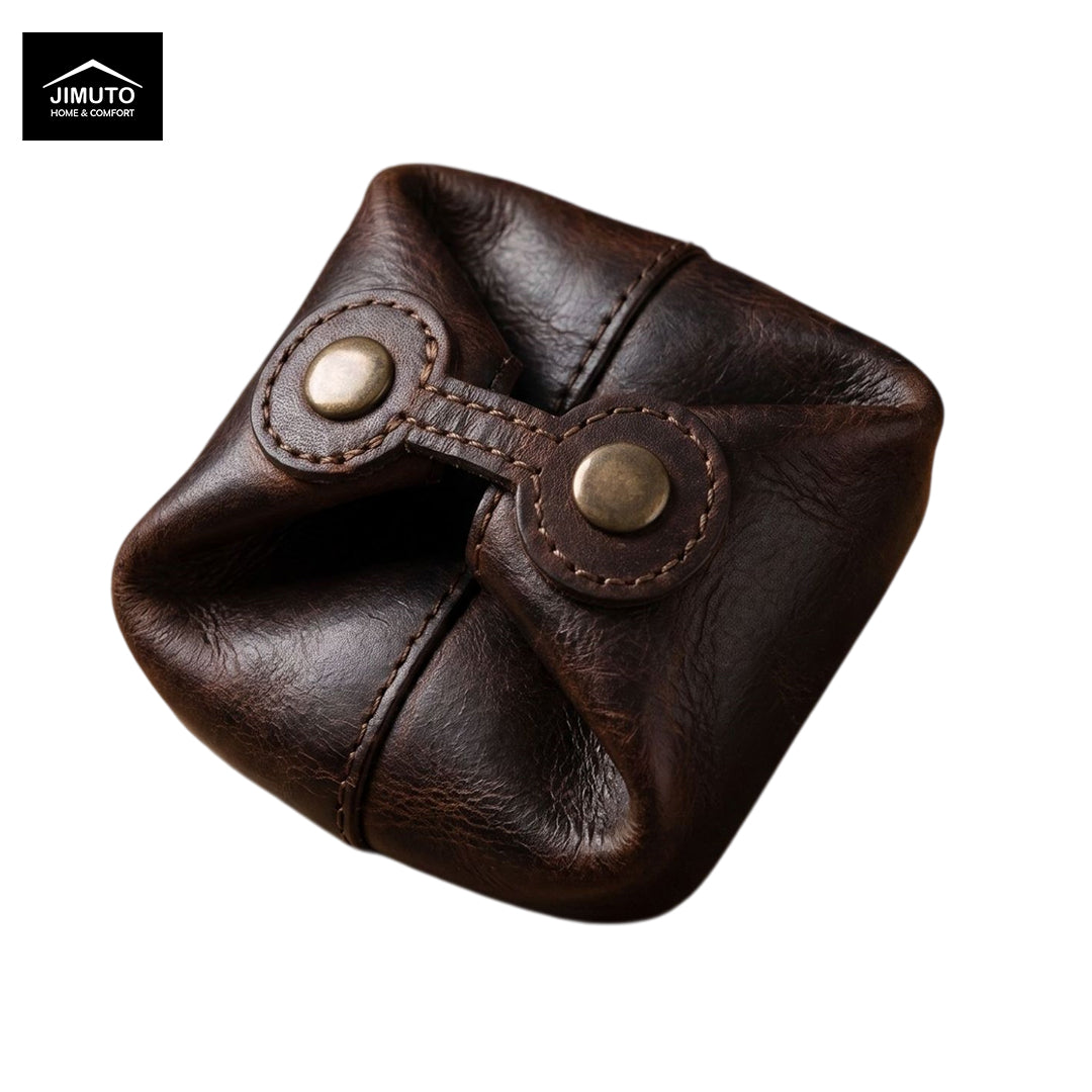 Vintage Top-Grain Leather Pleated Storage Pouch JIMUTO GCN