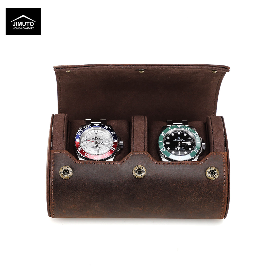 Handcrafted Crazy Horse Leather Double Watch Case| Unisex| JIMUTO JW-CB