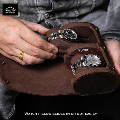 Handcrafted Crazy Horse Leather Double Watch Case| Unisex| JIMUTO JW-CB