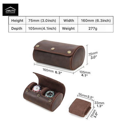 Handcrafted Crazy Horse Leather Double Watch Case| Unisex| JIMUTO JW-CB