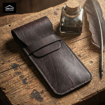 Handmade Top-Grain Cowhide Leather Pen Pouch | for Fountain Pens, Watches & Voice Recorders| Unisex| JIMUTO RLC