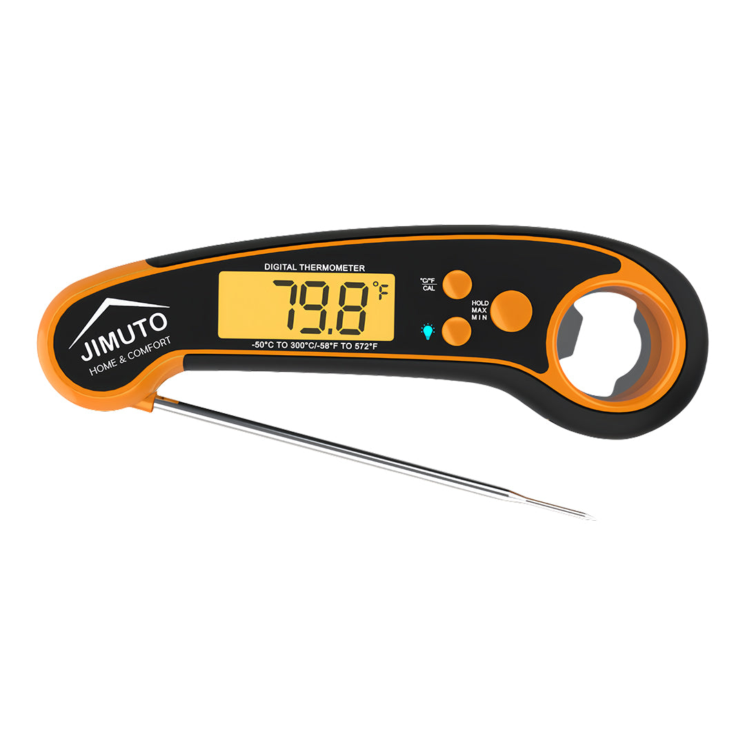 instant meat thermometer with its probe open